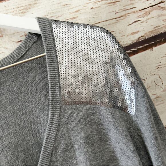 TORRID Sequin Shoulder Gray Cardigan Sweater Sz 2 - Picture 2 of 5